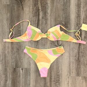 NWT Aurielle Pastel Bikini Set with Floral Accents